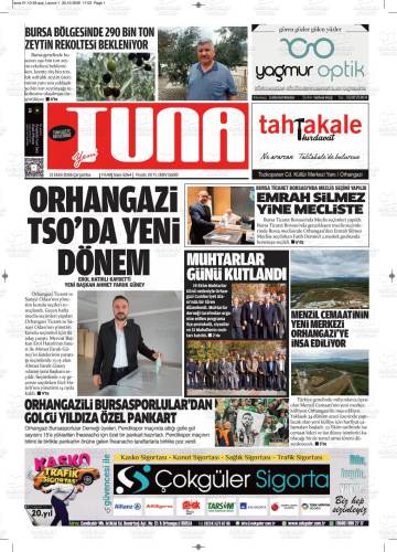 Yeni Tuna gazetesi ilk sayfası