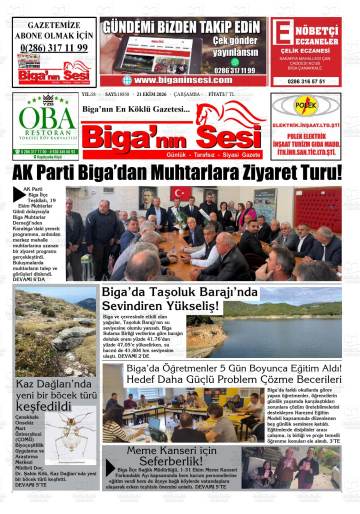 Biga'nın Sesi gazetesi ilk sayfası