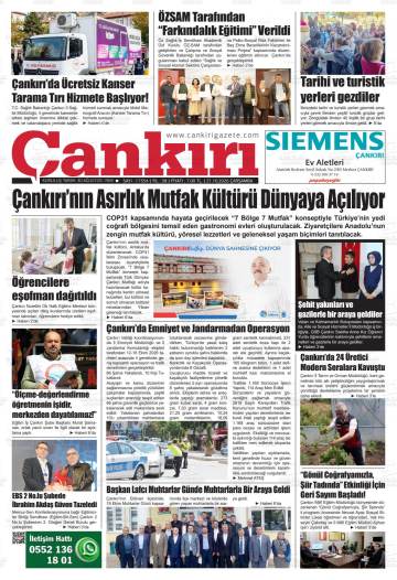 Çankırı gazetesi ilk sayfası