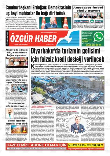 Diyarbakır Özgür Haber gazetesi ilk sayfası