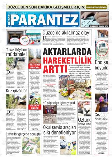 Düzce Parantez gazetesi ilk sayfası