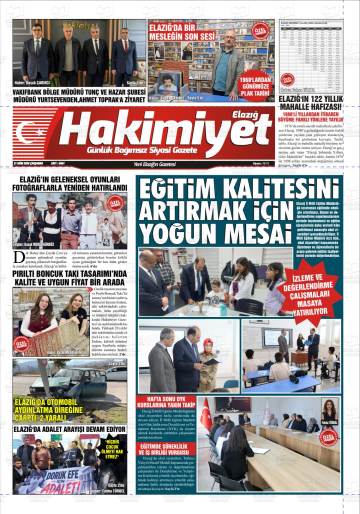 Elazığ Hakimiyet gazetesi ilk sayfası