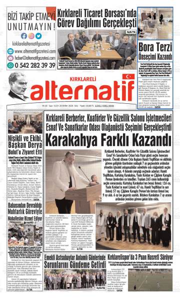 Kırklareli Alternatif gazetesi ilk sayfası