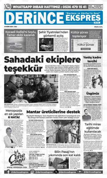 Derince Ekspres gazetesi ilk sayfası
