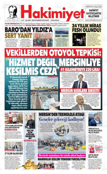 Hakimiyet gazetesi ilk sayfası