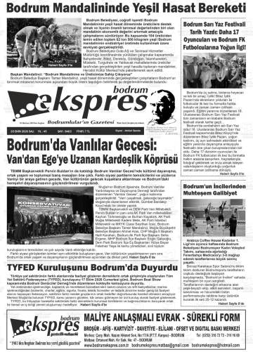 Bodrum Ekspres gazetesi ilk sayfası