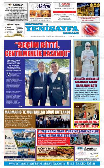 Marmaris Yenisayfa gazetesi ilk sayfası