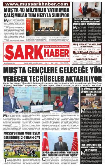 Muş Şark Haber gazetesi ilk sayfası