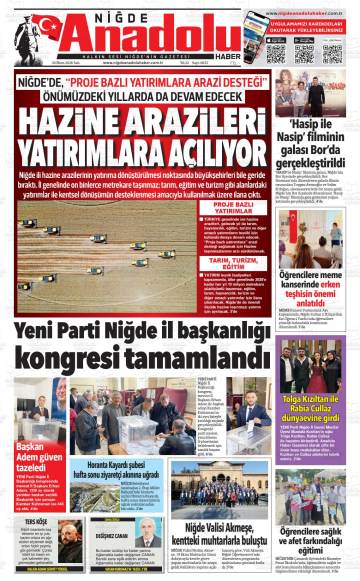 Niğde Anadolu Haber gazetesi ilk sayfası