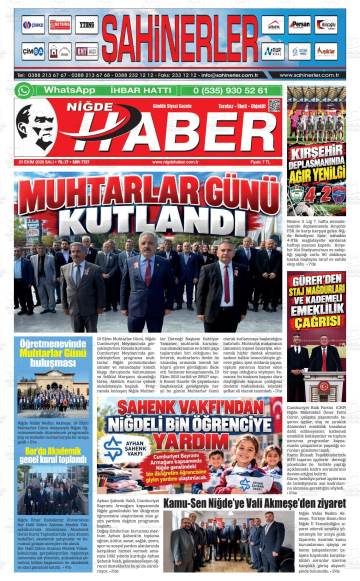 Niğde Haber gazetesi ilk sayfası