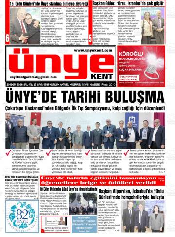Ünye Kent gazetesi ilk sayfası