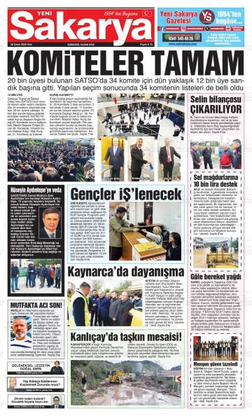 Yeni Sakarya gazetesi ilk sayfası