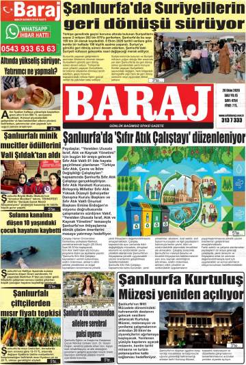 Baraj gazetesi ilk sayfası