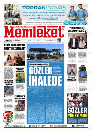 Memleket Sivas gazetesi ilk sayfası