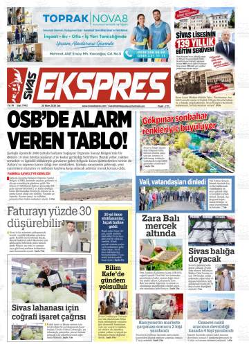Sivas Ekspres gazetesi ilk sayfası