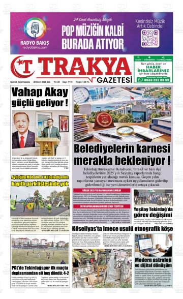 Trakya gazetesi ilk sayfası