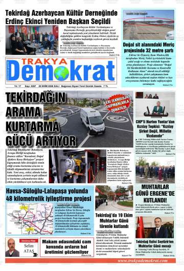 Trakya Demokrat gazetesi ilk sayfası