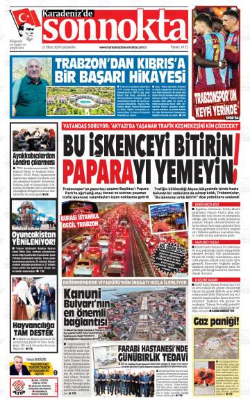 Karadeniz'de Sonnokta gazetesi ilk sayfası