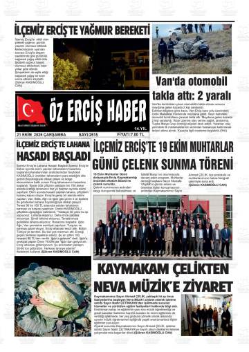 Öz Erciş Haber gazetesi ilk sayfası