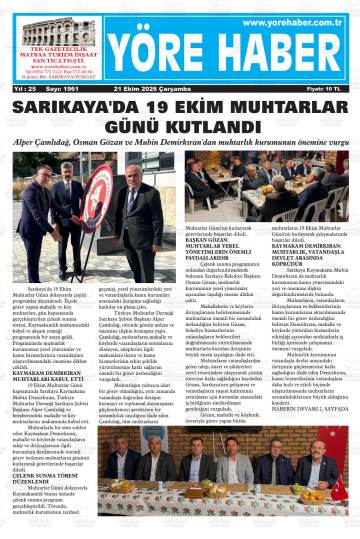 Yöre Haber gazetesi ilk sayfası