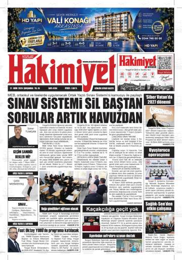 Yozgat Hakimiyet gazetesi ilk sayfası