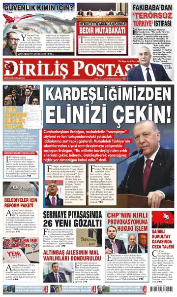 Diriliş Postası gazetesi ilk sayfası