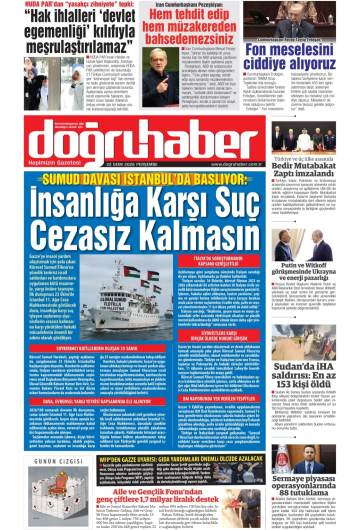 Doğru Haber gazetesi ilk sayfası