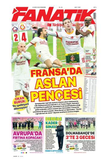 Fanatik gazetesi ilk sayfası