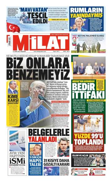 Milat gazetesi ilk sayfası