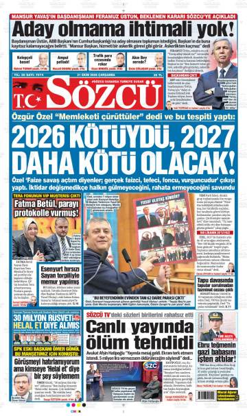 Sözcü gazetesi ilk sayfası
