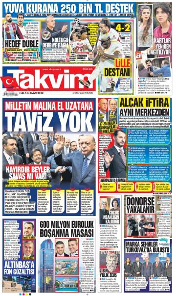 Takvim gazetesi ilk sayfası