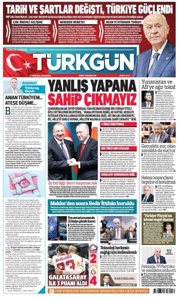 Türkgün gazetesi ilk sayfası