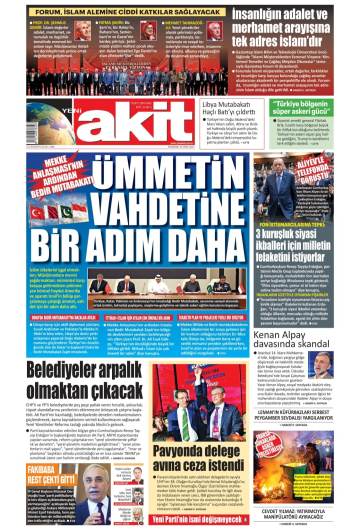 Yeni Akit gazetesi ilk sayfası