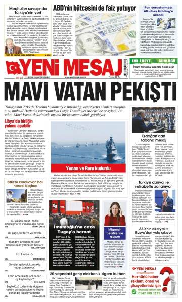 Yeni Mesaj gazetesi ilk sayfası
