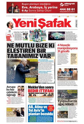 Yeni Şafak gazetesi ilk sayfası