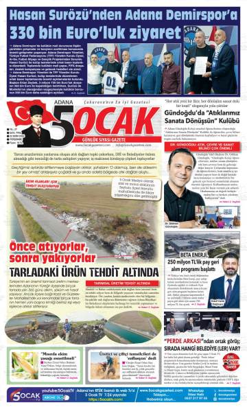 Adana 5 Ocak gazetesi ilk sayfası