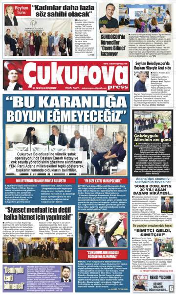 Çukurova Press gazetesi ilk sayfası