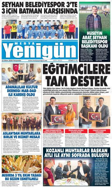 Medya Yenigün gazetesi ilk sayfası