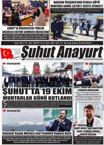 Şuhut Anayurt gazetesi ilk sayfası