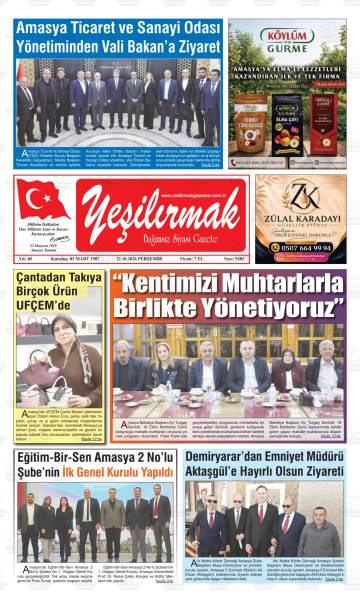 Yeşilırmak gazetesi ilk sayfası