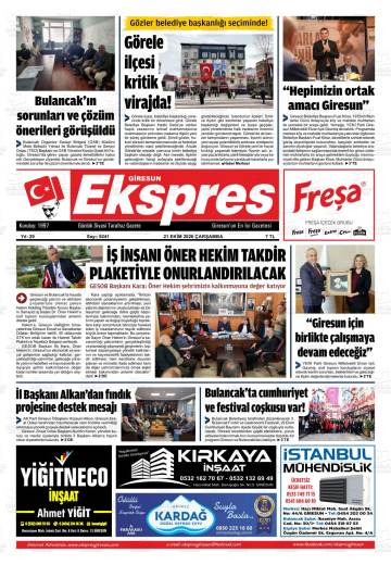 Giresun Ekspres gazetesi ilk sayfası