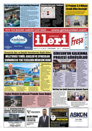 Giresun İleri gazetesi ilk sayfası