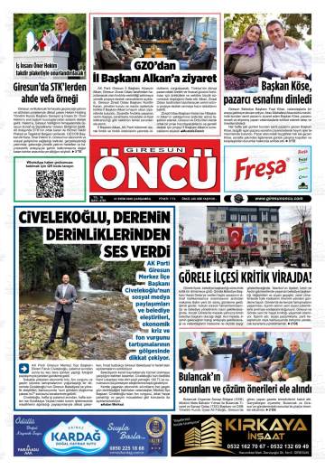 Giresun Öncü gazetesi ilk sayfası