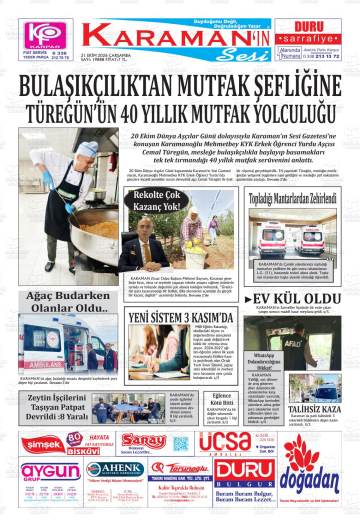 Karamanın Sesi gazetesi ilk sayfası
