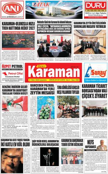 Yeni Karaman gazetesi ilk sayfası
