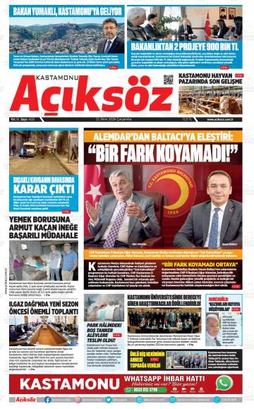 Kastamonu Açıksöz gazetesi ilk sayfası