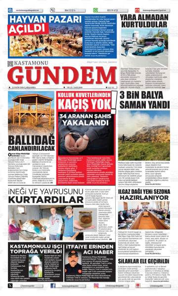 Kastamonu Gündem gazetesi ilk sayfası
