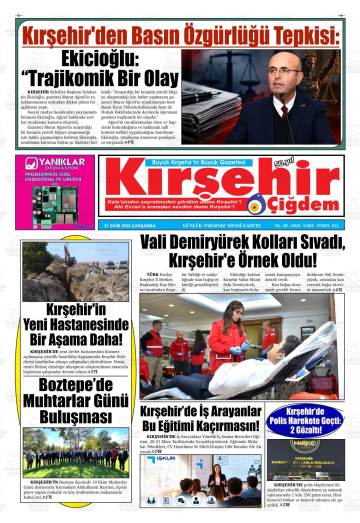 Kırşehir Çiğdem gazetesi ilk sayfası