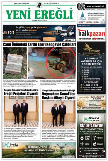 Yeni Ereğli gazetesi ilk sayfası