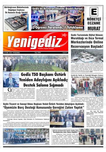 Yeni Gediz gazetesi ilk sayfası